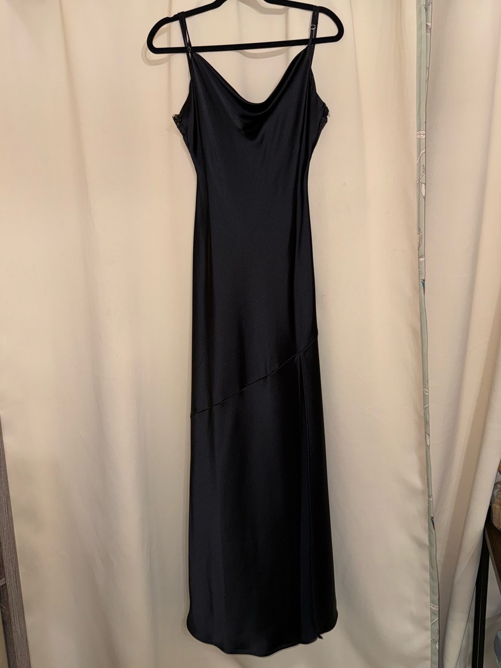 Forever 21 Black Satin Cowl Neck Maxi Slip Dress